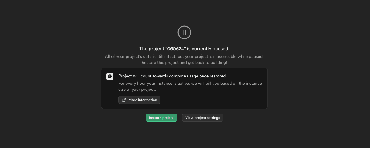 Project Paused: Paid Tier Restore